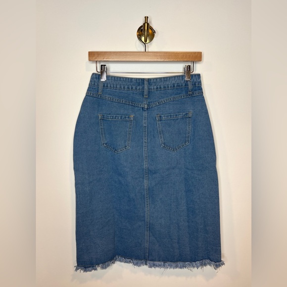 Button Front Denim Midi Skirt - Picture 4 of 4